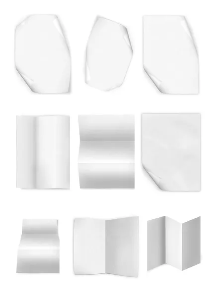 Collection of various leaflet blank white paper on white background. — Stock Photo, Image