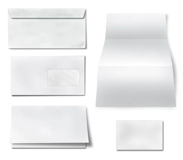Coleção de vários white paper em branco sobre fundo branco . — Fotografia de Stock