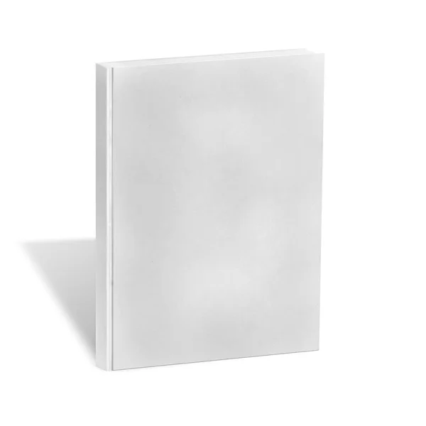 Zár megjelöl-ból egy üres fehér könyv fehér háttér — Stock Fotó