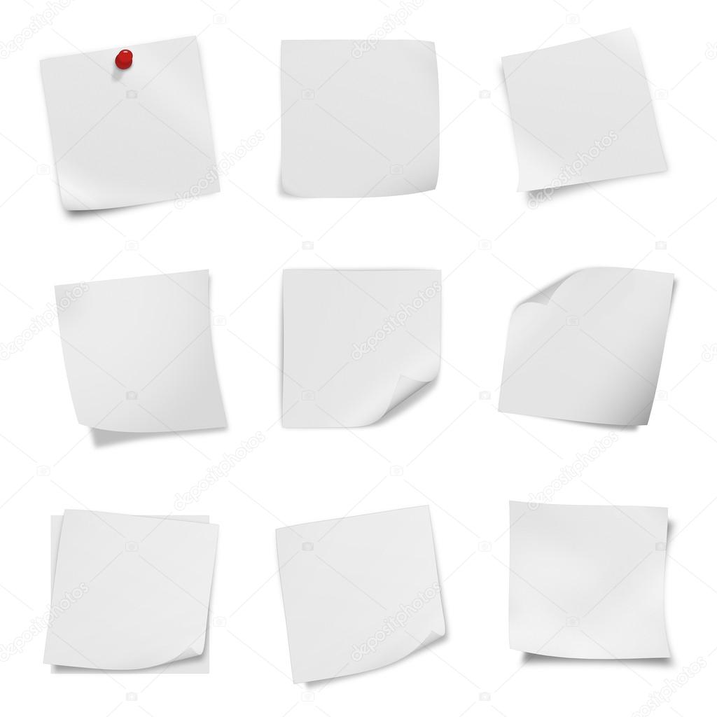 collection of various leaflet blank white paper on white background.
