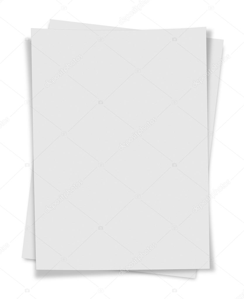 close up of stack of papers on white background