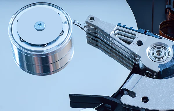 Hard disk detail with a blue hue — Stock Photo, Image