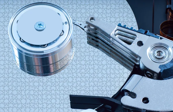 Hard disk detail with a blue hue — Stock Photo, Image
