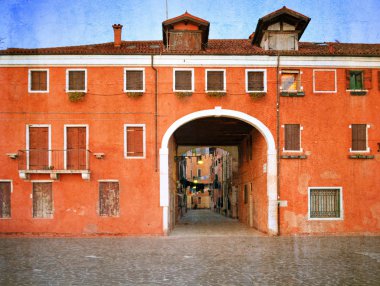 Eski Venedik avlusunda, italy.photo eski renkli görüntü stili.
