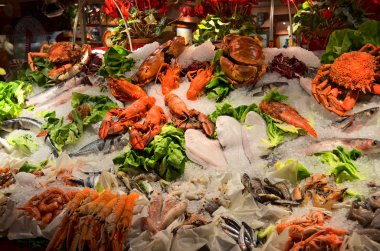 Fresh seafood photographed in fish market clipart