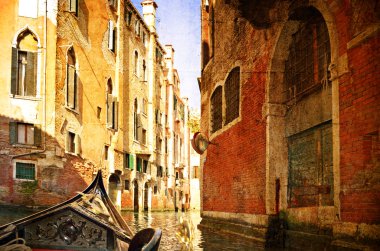 güzel su street - Venedik, İtalya. eski renk görüntü stili fotoğraf.