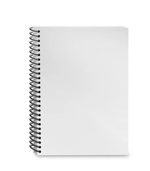Notebook em branco isolado no fundo branco — Fotografia de Stock
