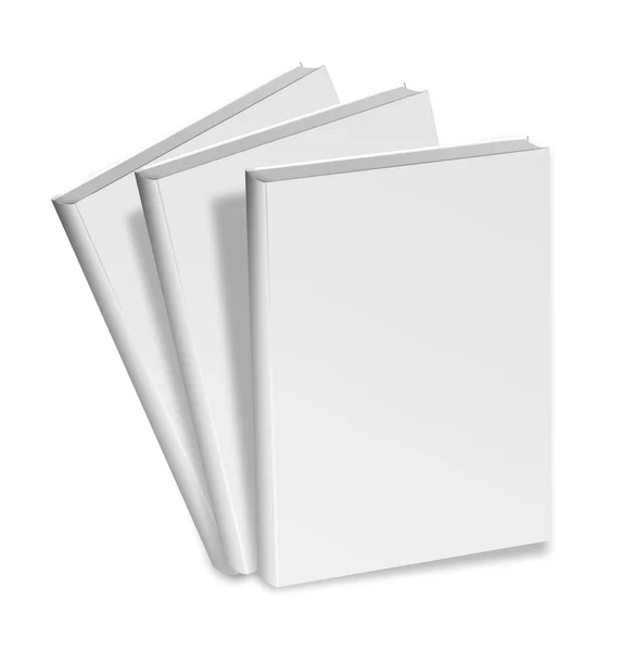 Colección de varios libros blancos en blanco sobre fondo blanco — Foto de Stock