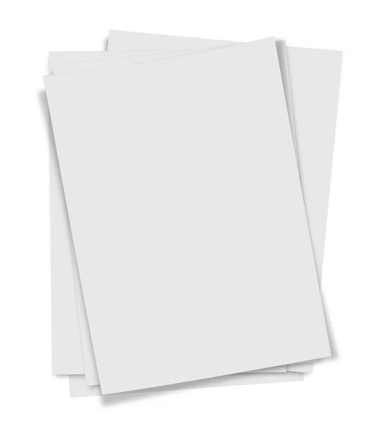 Close up stack of papers on white background — Stock Photo, Image