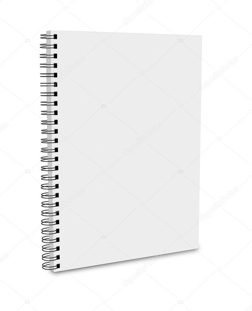 blank notebook isolated on white background