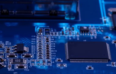 Elektronik Devrenin Macro Fotoğrafı. Aydınlatma Üzerine Pcb.
