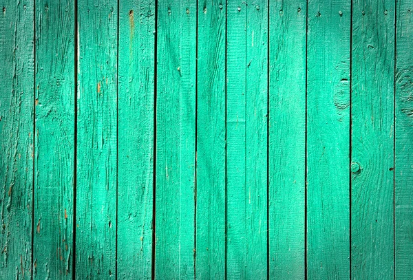 Old green wooden fence background — Stock Photo, Image