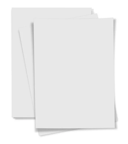 Close up stack of papers on white background — Stock Photo, Image