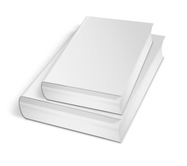 Beyaz arka plan çeşitli boş beyaz kitap koleksiyonu