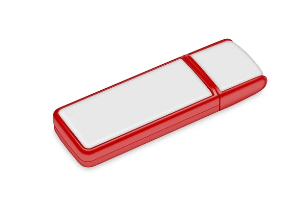 Flash drive rosso su sfondo bianco — Foto Stock