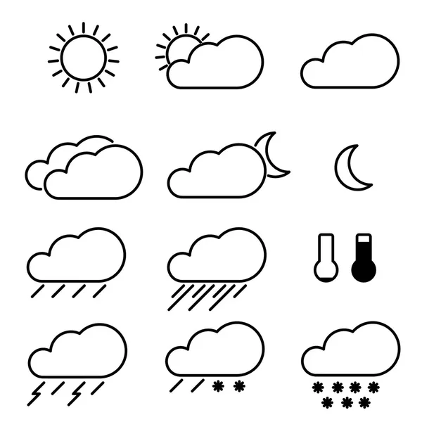 Ikony počasí s bílým pozadím — Stockový vektor