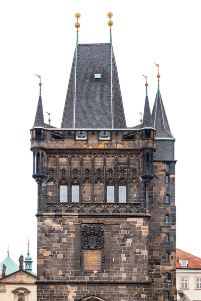 Torn på Karlsbron i Prag, Tjeckien, isolerad på vit — Stockfoto