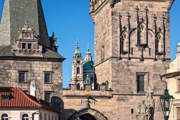 Cidade Velha Praga, Torre na Ponte Charles República Checa — Fotografia de Stock