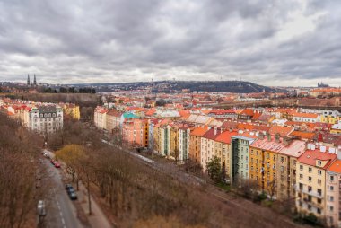 Prag panorama görüş vysehrad, sığ derinlik-in tarla