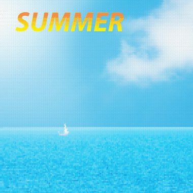 Tipografik Tasarım - yaz, geometrik şekiller, yat ve masmavi bir deniz okyanus