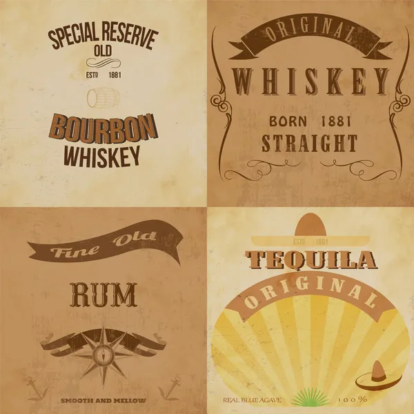 Vintage alkol etiketleri ayarlayın. Tamamen değiştirilebilir vektör Eps10 .
