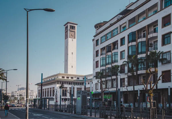 Casablanca Maroc Février 2022 Vue Sur Ancienne Tour Horloge Station — Photo