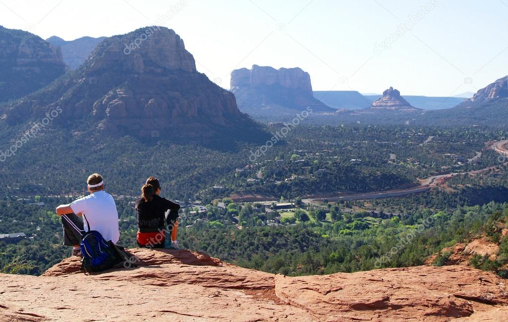Two young boy watching the wonderful views in Sedona (Arizona)