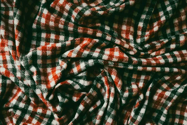 Christmas Plaid Woolen Fabric Texture Background Toned Image — Stock Photo, Image