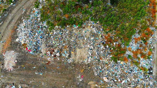 Luchtfoto Afval Dump Textuur Achtergrond Vervuiling Van Planeet Bovenaanzicht Van — Stockfoto