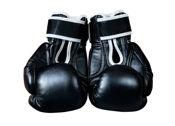 Pair New Black Boxing Gloves Isolated White Ready Clipping Path — Stock Photo, Image