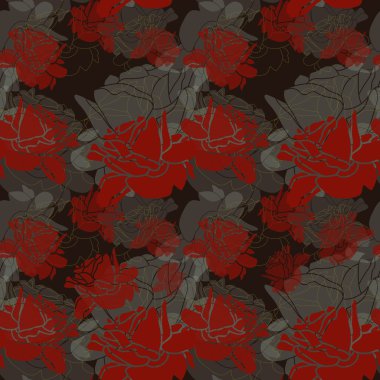 Dikişsiz koyu kırmızı gül deseni