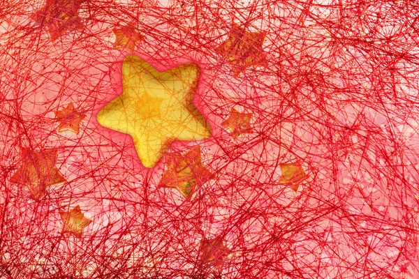 Estrelas douradas em cordas — Fotografia de Stock