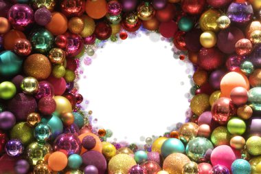 Colorful christmas balls frame clipart