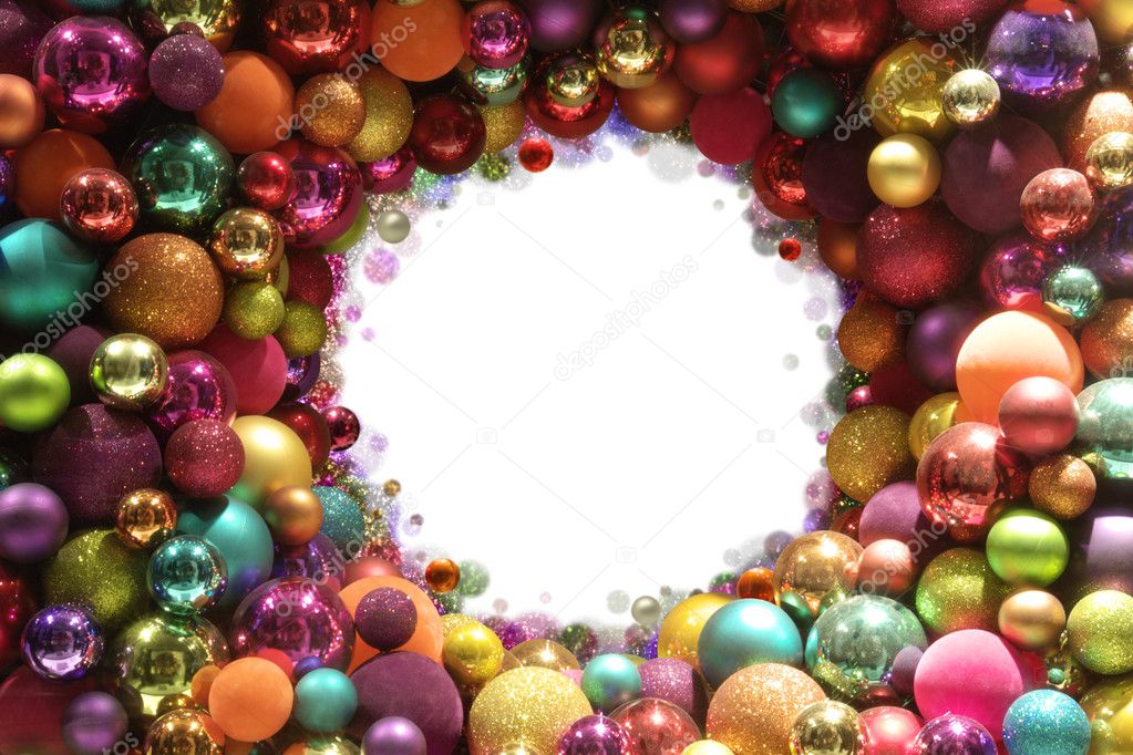 Colorful christmas balls frame