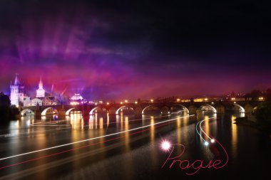 Charles bridge renkli gece
