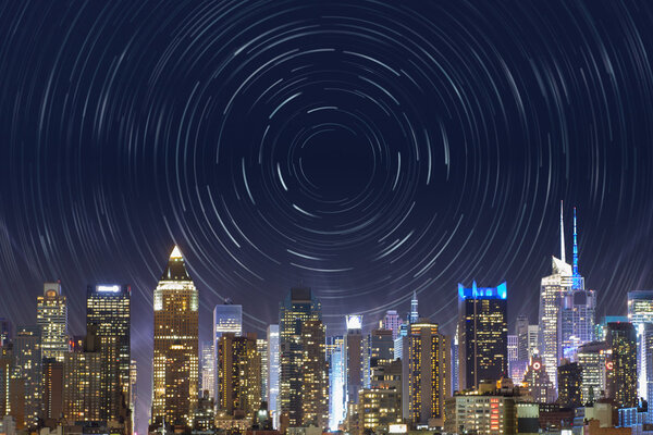 New York Time Square with Star Trails