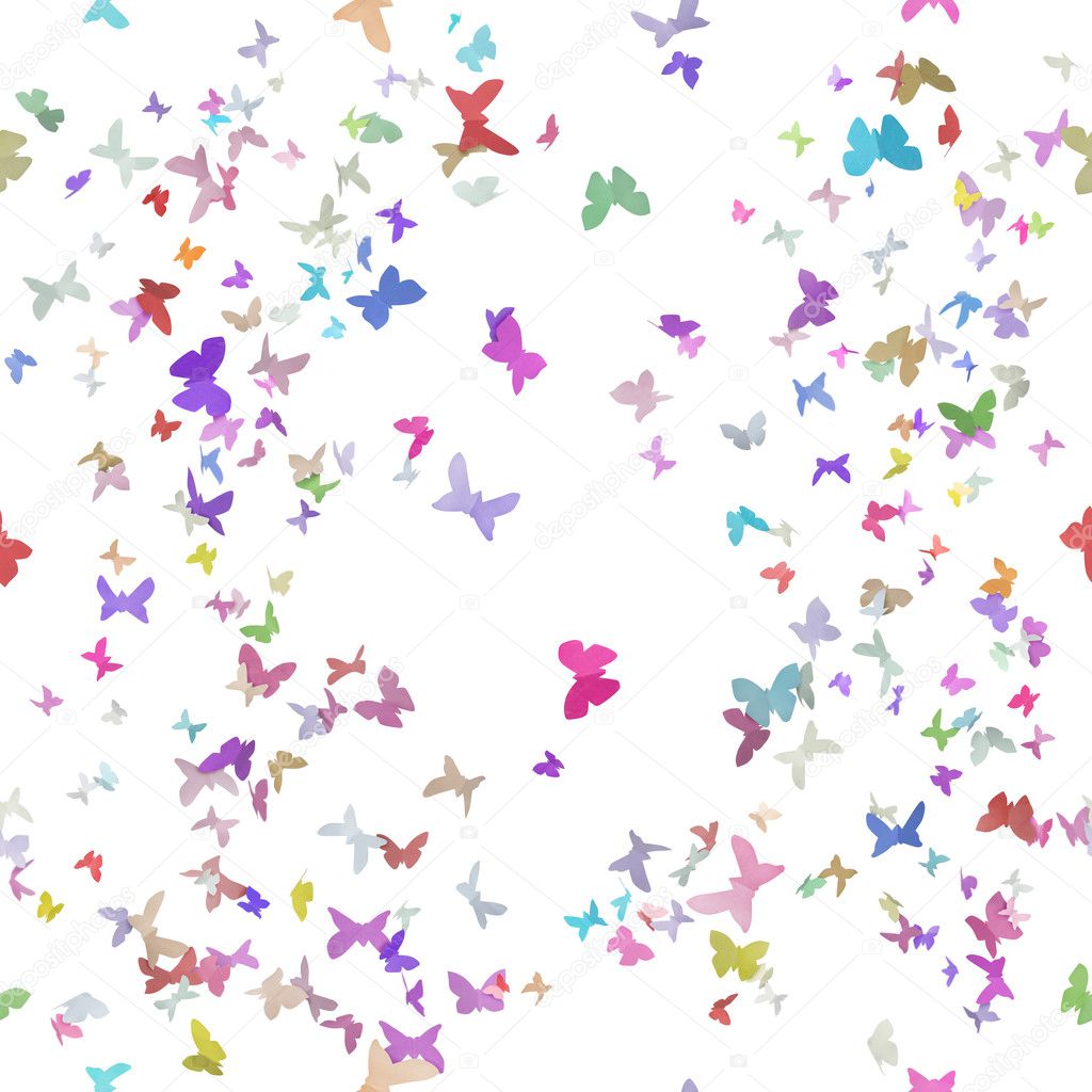 Seamless Colorful Origami Paper Butterflies