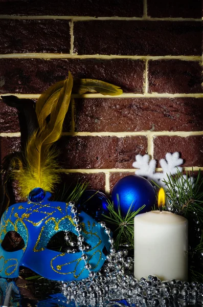 Свічка і карнавальна маска Ліцензійні Стокові Фото