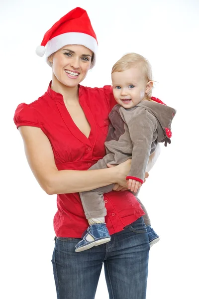 Retrato de mãe e bebê celebrando o Natal — Fotografia de Stock