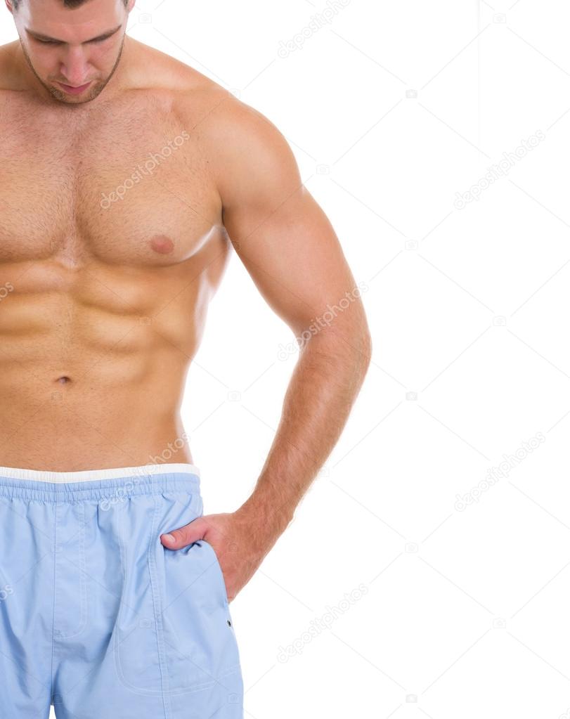 Closeup on man with great abdominal muscles