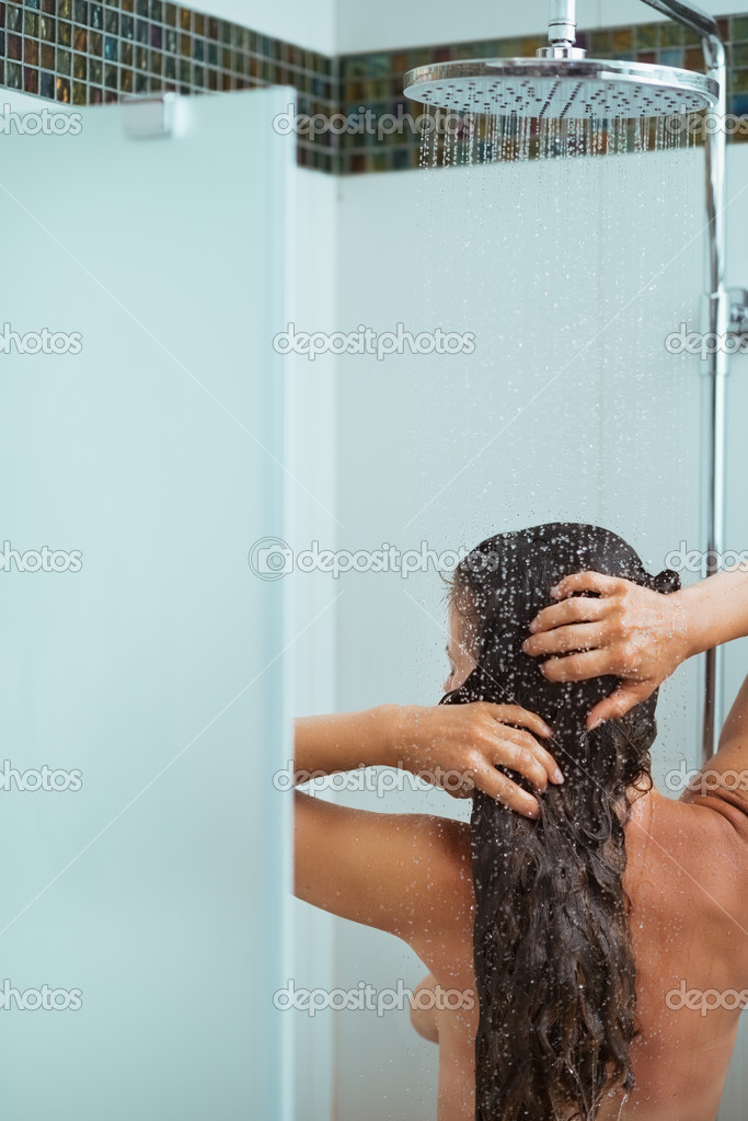 Long hair boy shower curvy