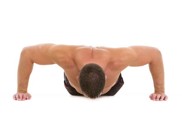 Uomo sano facendo esercizi push up — Foto Stock