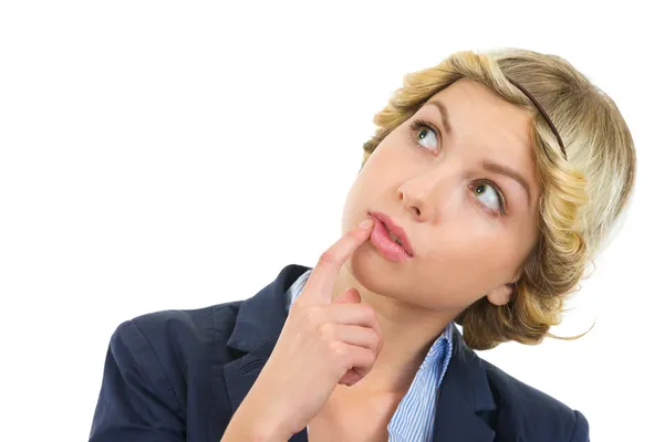 Portrait of thoughtful teenage girl looking on copy space — Stock Photo, Image