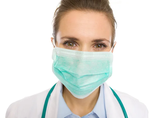 Portrait of medical doctor woman in mask — Stock Photo, Image