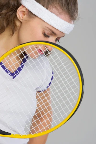 Närbild på frustrerad tennisspelare. — Stockfoto