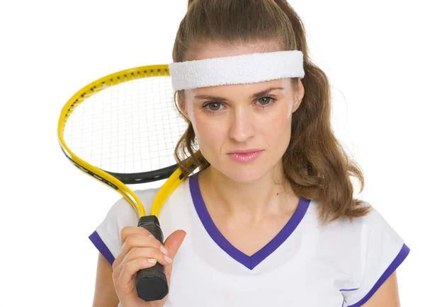 Portrait of tennis player with racket — Stock Photo, Image