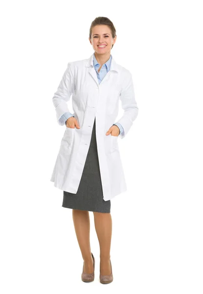 Full length portrait of woman in white robe — Stock Photo, Image