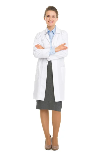 Full length portrait of woman in white robe — Stock Photo, Image