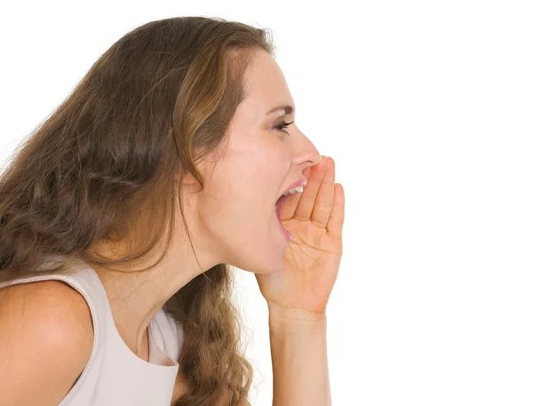 Portrait of shouting young woman — Stock Photo, Image