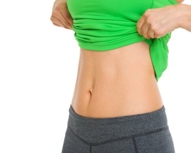closeup fitness kadının karın üzerinde